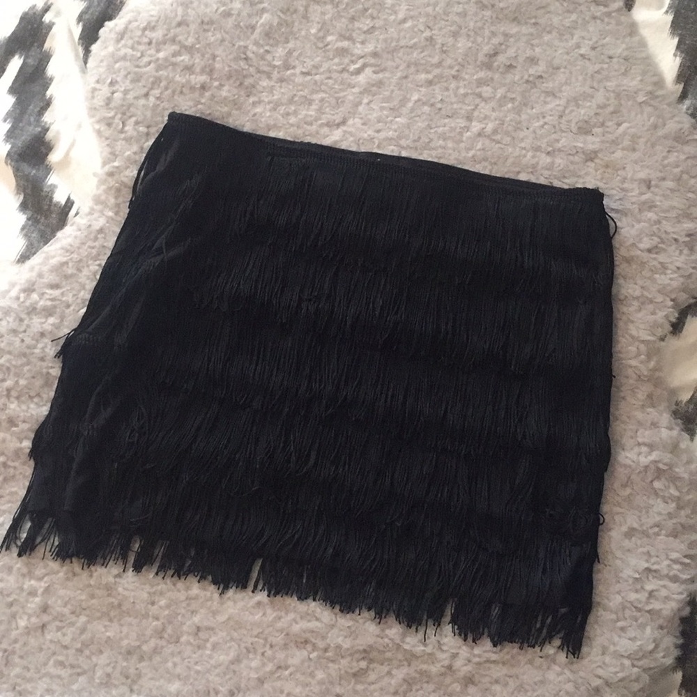 Black Mini Tassel Skirt
